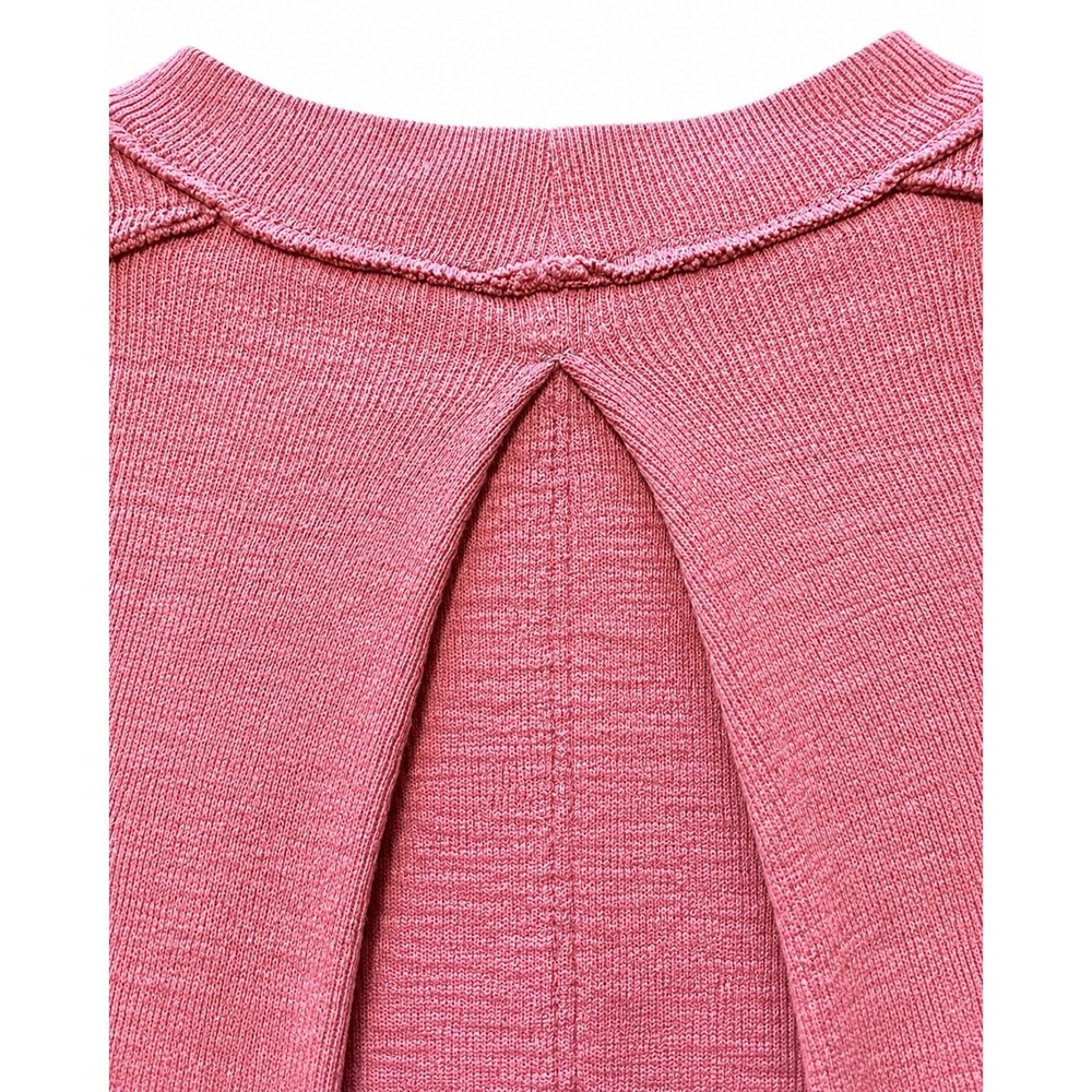 We The Free Cowl Neck Top Women Medium Red Split Back High Low Boho Knit - Picture 13 of 16